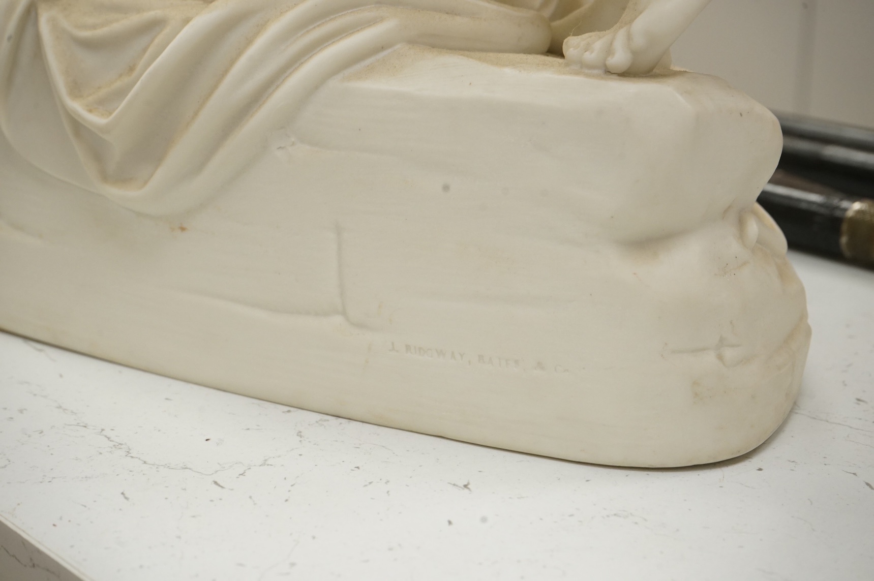 A Victorian Art Union of London parian group of Venus and Cupid, 1858, 50cm high